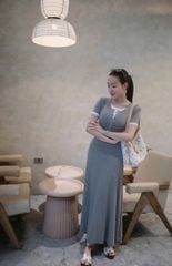 TB7911 ĐẦM THUN DÁNG DÀI (XÁM)