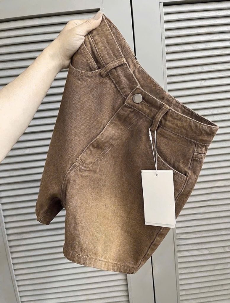 VGU9888-Quần short Jean Nâu (quần lẻ -ko kèm nịt)