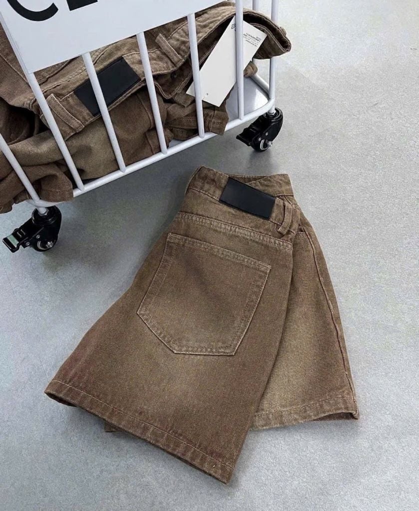 VGU9888-Quần short Jean Nâu (quần lẻ -ko kèm nịt)