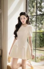 TB7941 ĐẦM KEM TK CỔ KẾT CƯỜM PHỐI NƠ