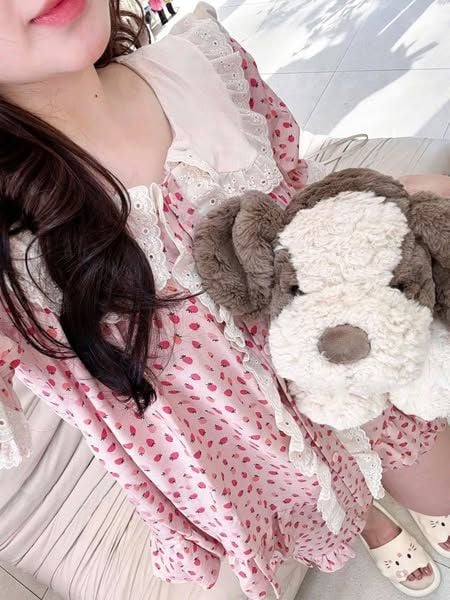 TQ1755-Set họa tiết trái cây áo phối viền ren, quần short