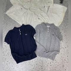 VGU9851-Áo len cổ polo thêu nơ Xám (áo lẻ)