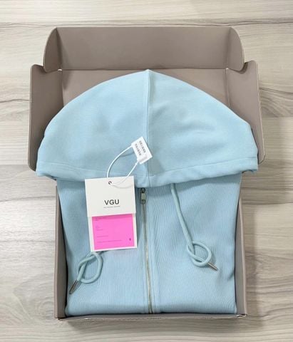 VGU9842-Áo khoác vạt bầu có nón Xanh