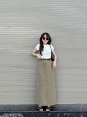 TB7975-Chân váy dài +nịt Kem