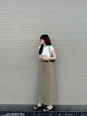TB7975-Chân váy dài +nịt Kem