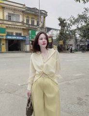 VGU9891 SET SƠ MI PHỐI REN ( VÀNG )