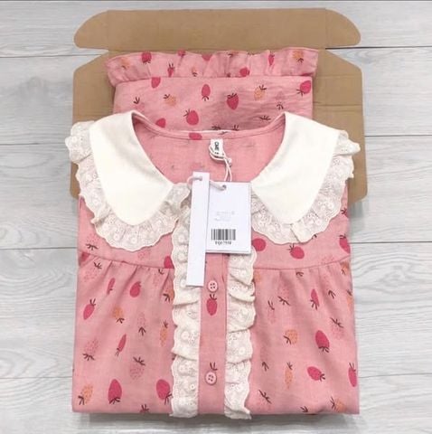 TQ1755-Set họa tiết trái cây áo phối viền ren, quần short