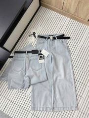 TB7847-Set áo thun in hình, quần jean dài+nịt CC (áo đen)