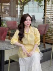VRA0511 SET ÁO SƠMI VÀNG, CV REN TẦNG