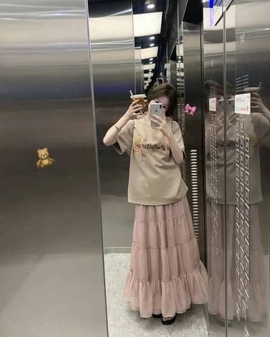 VRA0526 SET ÁO THUN THÊU, CV TẦNG HỒNG