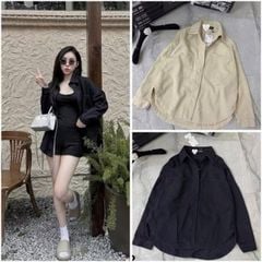 VGU9944-Áo sơ mi jean phối túi Đen (áo lẻ)