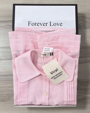 VRA0502 - Áo Sơ Mi Kiểu Baby Doll Hồng (Áo lẻ)