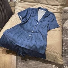 TQ4098-Set Pijama áo +quần short họa tiết tim Xanh