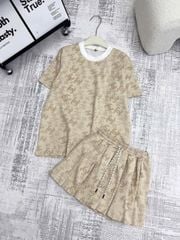 TB7897-Set áo +CV ngắn xếp ly họa tiết nổi Da