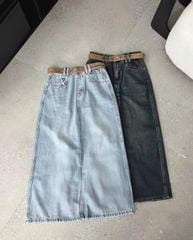 TB8019-Chân váy Jean dài Xanh Đậm (ko kèm nịt)