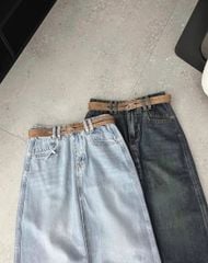 TB8019-Chân váy Jean dài Xanh Đậm (ko kèm nịt)