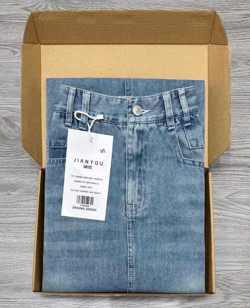 TB8020-Chân váy Jean dài Xanh Nhạt (ko kèm nịt)
