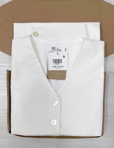 TQ4094-Set áo gile, quần dài Trắng Kem