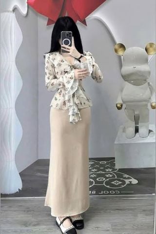 VGU9981-Set TK áo kiểu tay loe, CV dài