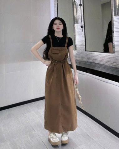 VGU0076-Set áo thun đen+yến jean Nâu