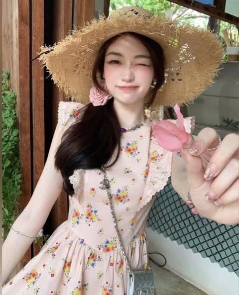 VGU0045-Đầm hoa tay cánh tiên phối ren