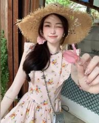 VGU0045-Đầm hoa tay cánh tiên phối ren