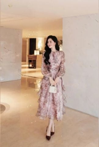 VGU0050-Đầm dài nhúng eo CC