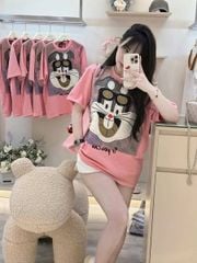 VRA0565-Áo thun thêu hình nổi Hồng (áo lẻ)