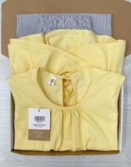 TQ4157-Set áo babydoll vàng, quần suông sọc
