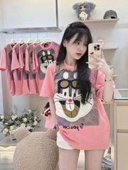 VRA0565-Áo thun thêu hình nổi Hồng (áo lẻ)