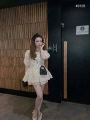 VRA0545 Áo babydoll thêu hoa đính nơ KEM