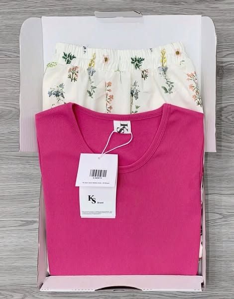 KS0587-Set áo thun body, CV dài in hoa