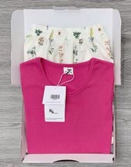 KS0587-Set áo thun body, CV dài in hoa