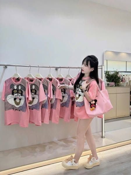 VRA0565-Áo thun thêu hình nổi Hồng (áo lẻ)
