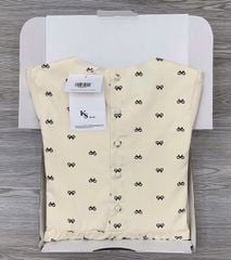 KS0607-Đầm suông linen họa tiết nơ Kem