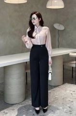 SKY8082-Set công sở, áo sơ mi kiểu + quần Đen CC