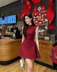 TB8045 ĐẦM ĐỎ KÈM NỊT