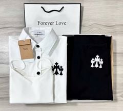 VGU0083-Set 3 món CC (áo sơ mi trắng+quần dài đen thêu logo+áo 2 dây)