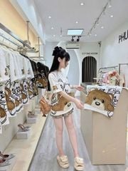 VGU0051-Áo thun đính gấu Trắng (áo lẻ)
