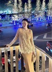 VGU0131-Set váy lụa 2dây + áo ren CC