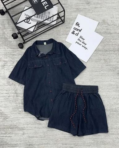 TB8051 - Set Short Jean Xanh Đậm