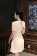 SKY8108 ĐẦM KEM TK PHỐI CHOÀNG NÚT ĐÁ