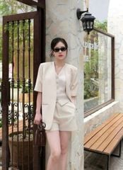 TB7973 SET GILE QUẦN SHORT KÈM KHOÁC VEST (KEM)
