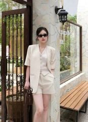 TB7973 SET GILE QUẦN SHORT KÈM KHOÁC VEST (KEM)