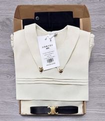 TB8081-Set TK áo kiểu+ quần tây đen+nịt (áo kem)