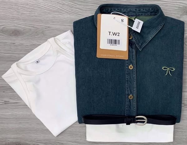 KS0512 -  Áo Khoác Jean+ Áo Ba Lổ, Quần Short Kaki + Nịt ( Set 4 Món)