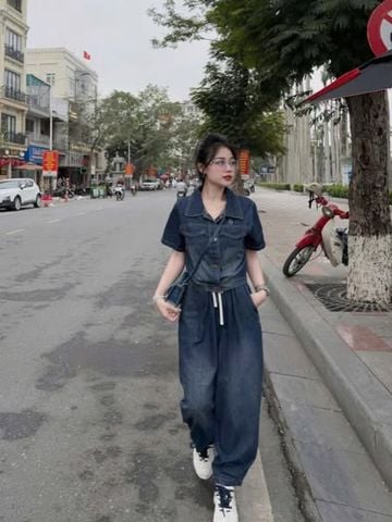 VGU0101-Set jean CC áo phối nắp túi+quần dài thêu logo