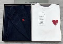 TB8139-Set áo thun trắng in tim, quần jean CC