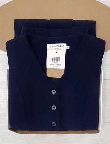 TQ4194-Set áo gile, CV dài xếp ly X.Đen