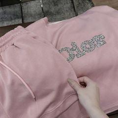 KS0637-Set thun áo dior đính hạt, quần short Hồng